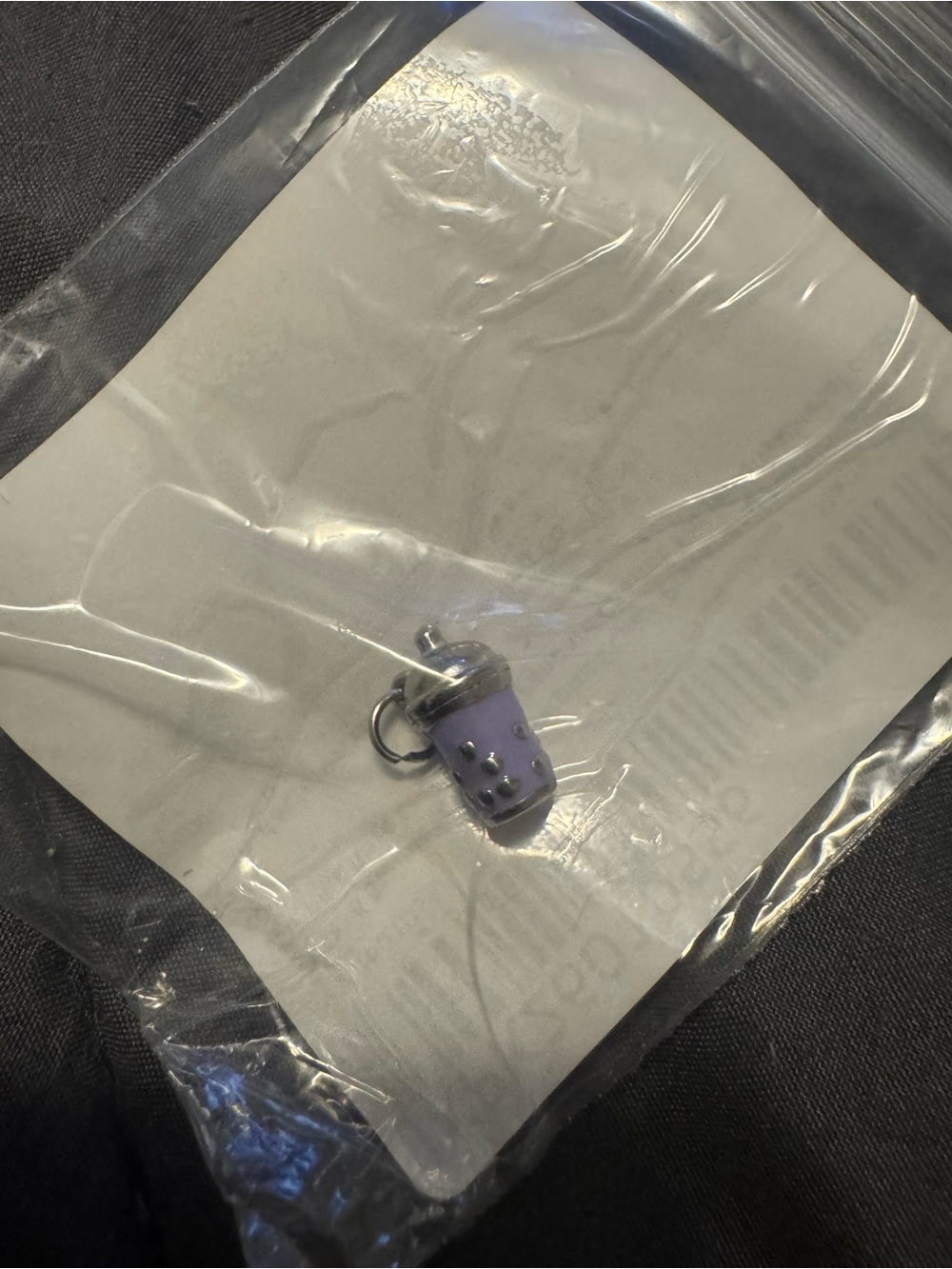 Purple Boba Tea Charm Accessory silver